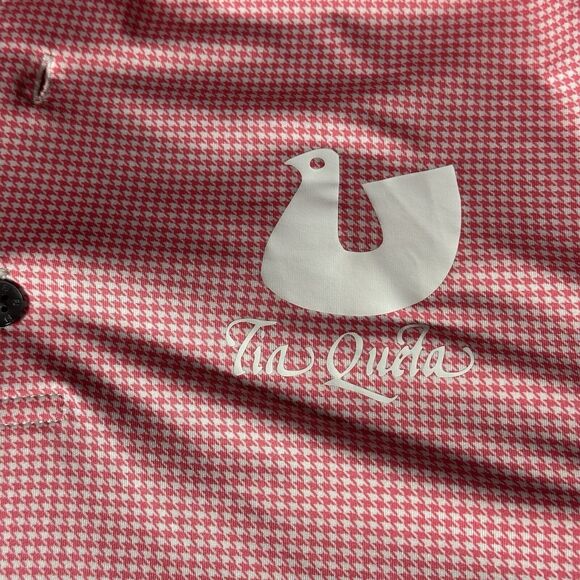 Footjoy Golf Polo Men’s Medium Pink Checkered Logo Stretch Lightweight - Picture 3 of 10